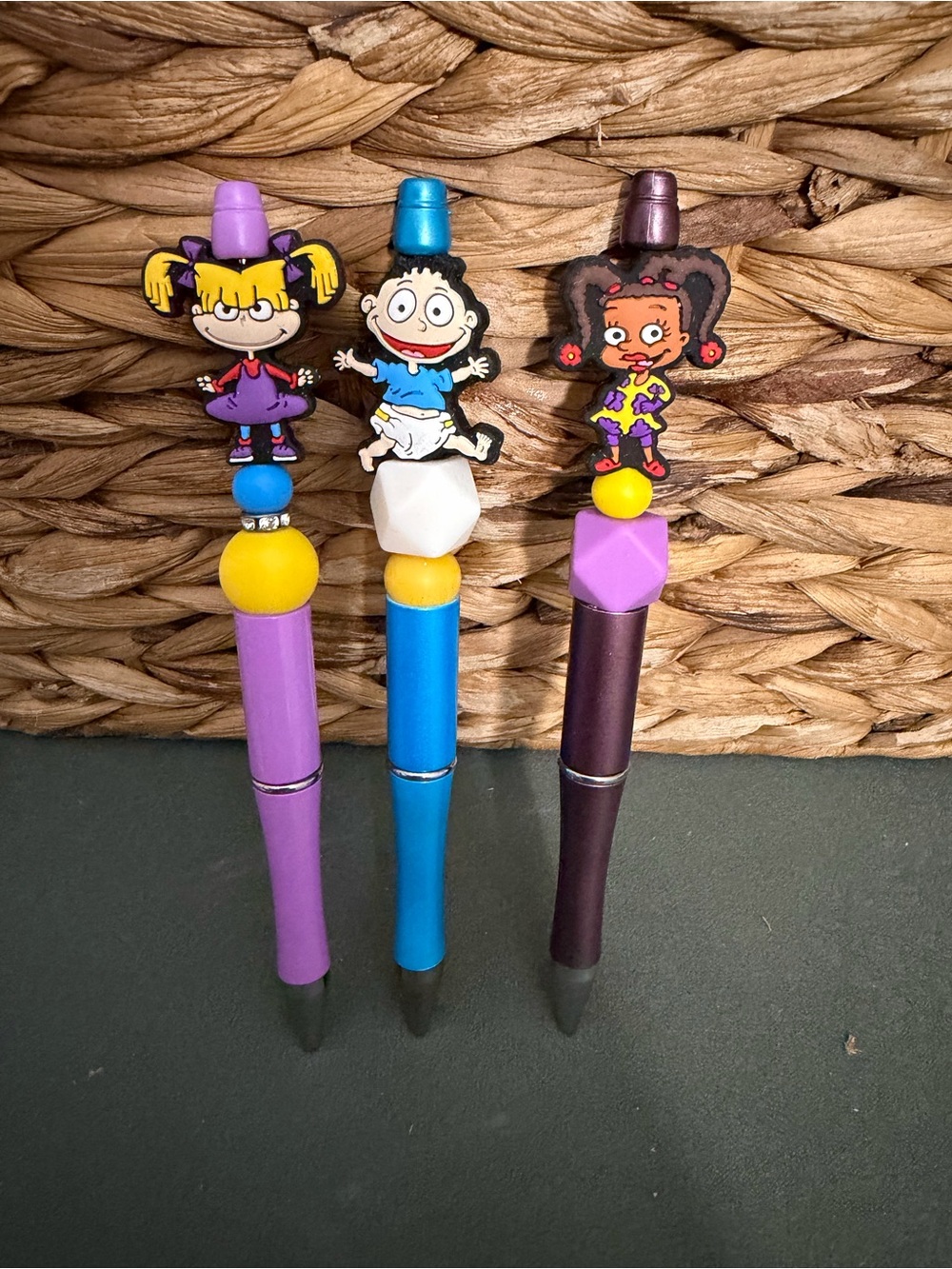 Kids Character Topper Pens - Purple, Blue, Plum - Playful Writing Set